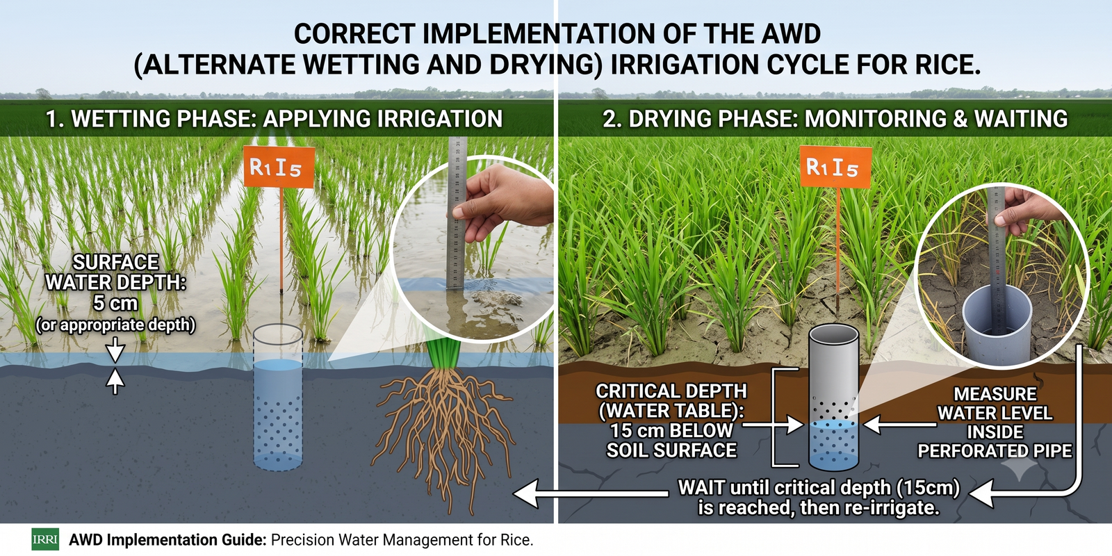 Flooded rice paddies divided by raised bunds