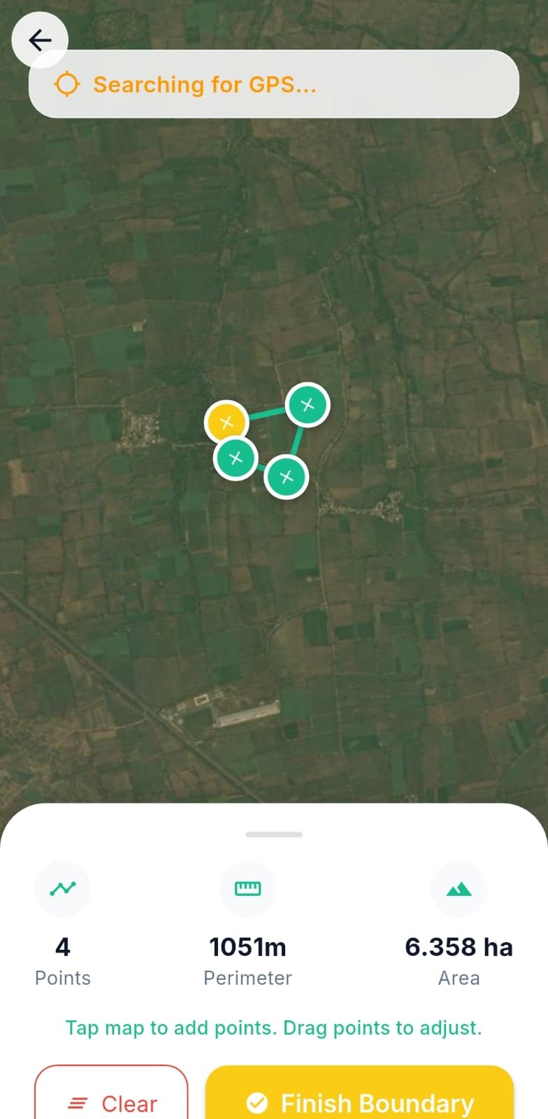 TrueCarbon offline field app — mapping a GPS plot boundary